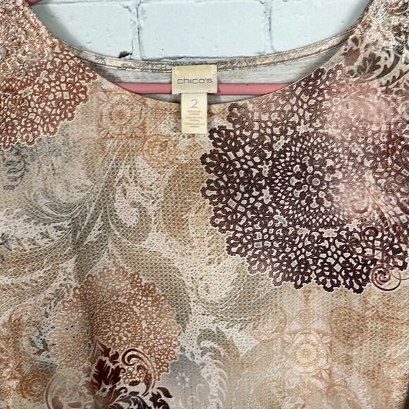 Chico’s size 2 or Large semi-sheer patterned blouse. - Picture 4 of 7